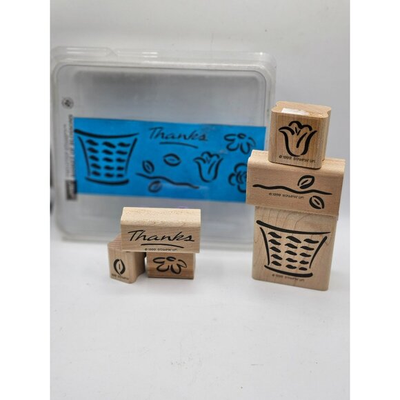 1999 Stampin Up Thanks Set Of‎ 5 Vintage Stamps With Box - Picture 10 of 10